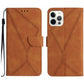 For iPhone 13 Pro Max Stitching Embossed Leather Phone Case(Brown)