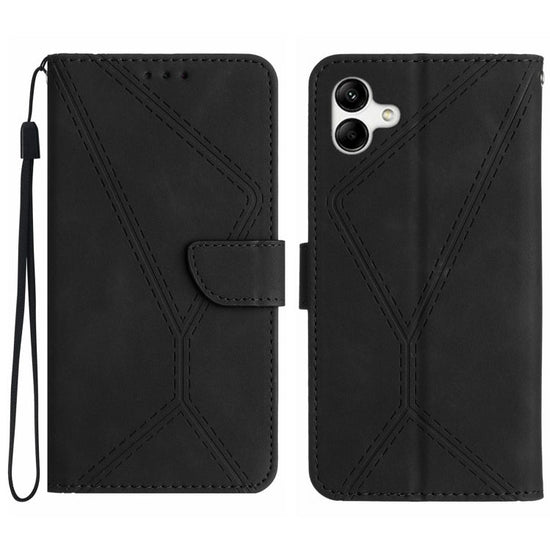 For Samsung Galaxy A04e / M04 4G Stitching Embossed Leather Phone Case(Black)