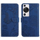 HT03 Skin Feel Butterfly Embossed Flip Leather Phone Case, For Huawei P60 Pro