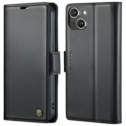 For iPhone 14 CaseMe 023 Butterfly Buckle Litchi Texture RFID Anti-theft Leather Phone Case(Black)