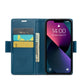 For iPhone 14 Plus CaseMe 023 Butterfly Buckle Litchi Texture RFID Anti-theft Leather Phone Case(Blue)