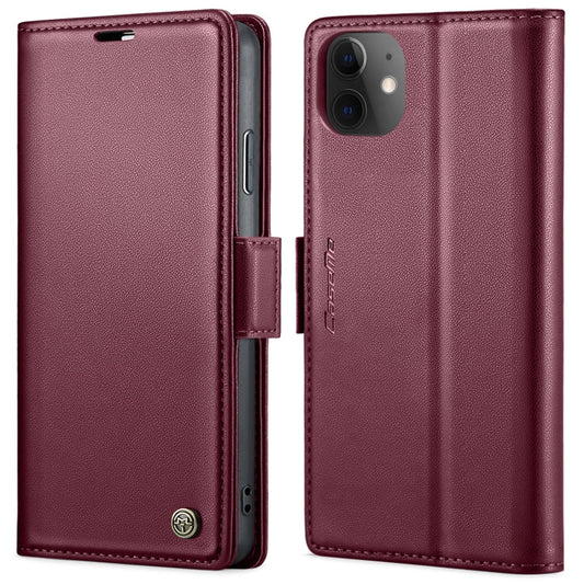 For iPhone 11 CaseMe 023 Butterfly Buckle Litchi Texture RFID Anti-theft Leather Phone Case(Wine Red)