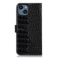 Crocodile Top Layer Cowhide Leather Phone Case, For iPhone 15
