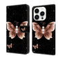 For iPhone 15 Pro Crystal 3D Shockproof Protective Leather Phone Case(Pink Diamond Butterfly)