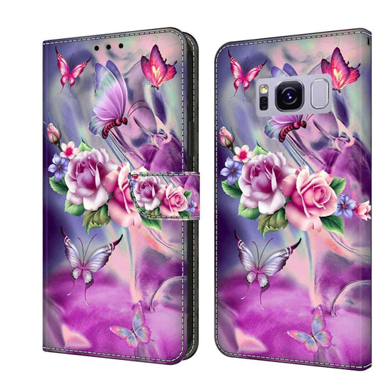 For Samsung Galaxy S8+ Crystal 3D Shockproof Protective Leather Phone Case(Butterfly)