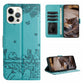 Cat Embossing Pattern Leather Phone Case with Lanyard, For iPhone 13, For iPhone 13 mini, For iPhone 12, For iPhone 12 Pro Max
