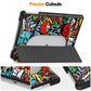 For Google Pixel Tablet Custer Painted 3-Fold Holder Smart Leather Tablet Case(Graffiti)