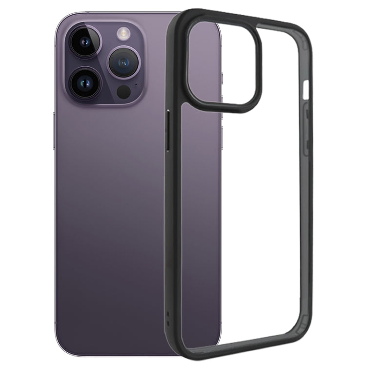 For iPhone 15 Pro Frosted TPU  Transparent PC Phone Case(Black)