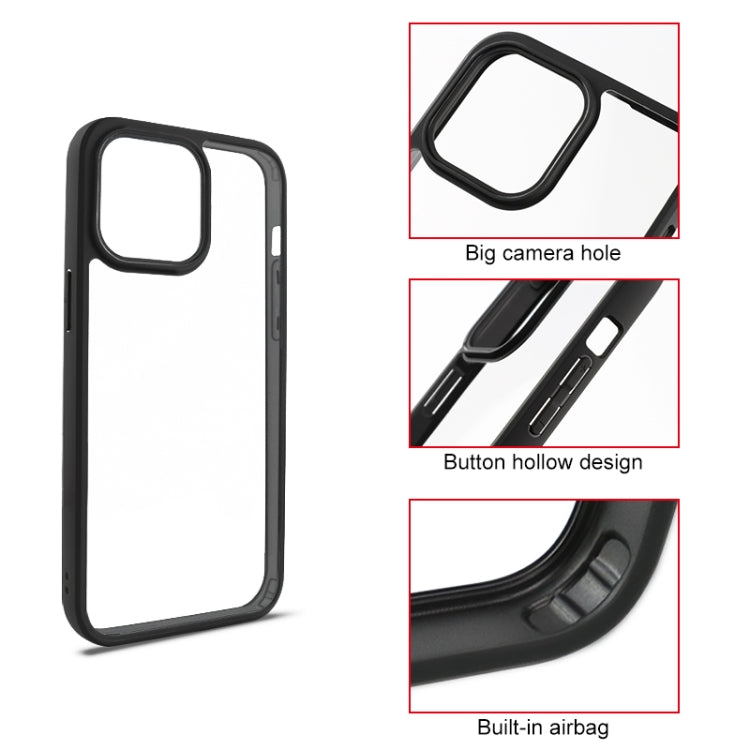 For iPhone 15 Pro Frosted TPU  Transparent PC Phone Case(Black)