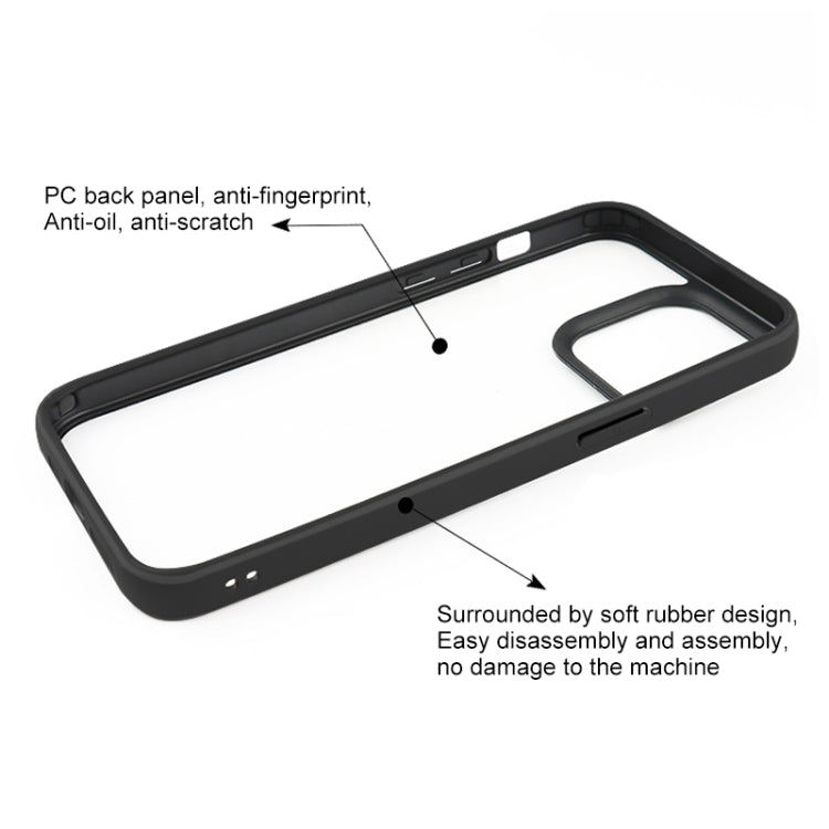 For iPhone 15 Pro Frosted TPU  Transparent PC Phone Case(Black)