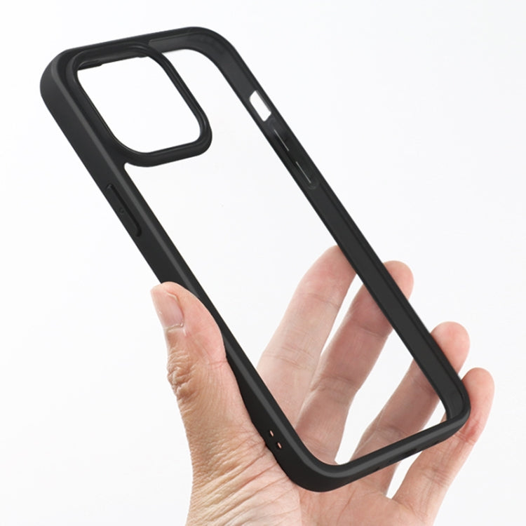 For iPhone 15 Pro Frosted TPU  Transparent PC Phone Case(Black)