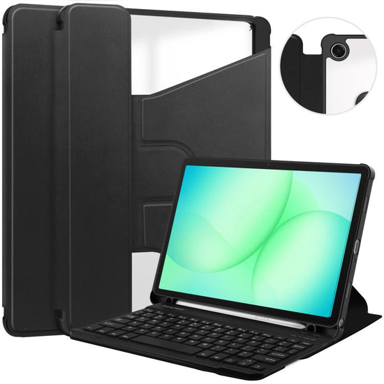 360 Rotation Transparent Smart Leather Case with Keyboard, For Samsung Galaxy Tab A11+, For Samsung Galaxy Tab S9 FE / S10 FE, For Samsung Galaxy Tab S9 FE+ / S10+, For Samsung Galaxy Tab A9+