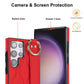 For Samsung Galaxy S23 Ultra Non-slip Full Coverage Ring PU Phone Case with Wristband(Red)
