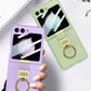 For Samsung Galaxy Z Flip5 GKK Ultra-thin Z Ring Holder Leather Phone Case(Matcha Green)