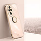 XINLI Straight 6D Plating Gold Edge TPU Shockproof Case with Ring Holder, For Honor 200 Pro, For Honor Play 50, For Honor 200 Lite Global