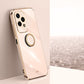 XINLI Straight 6D Plating Gold Edge TPU Shockproof Case with Ring Holder, For Honor 200 Pro, For Honor Play 50, For Honor 200 Lite Global