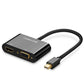 Ugreen 2-in-1 HD 1080P 4K Thunderbolt Mini DisplayPort DP to HDMI & VGA Adapter Converter for Projector, TV, Monitor (Black)
