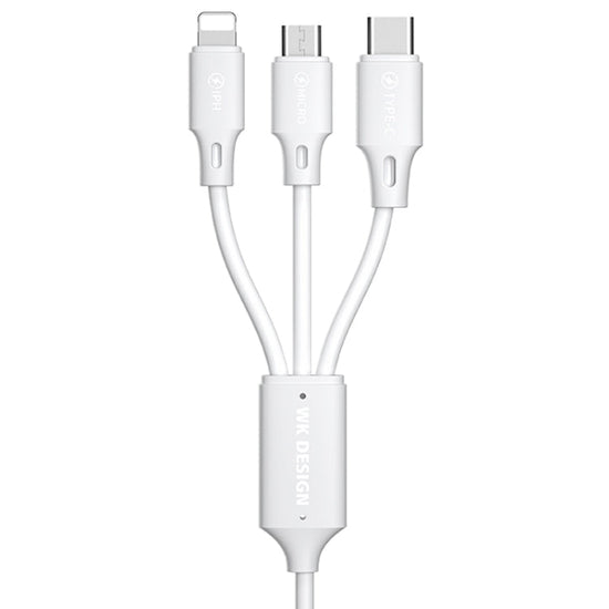 WK WDC-103 3A 3 In 1 8 Pin + Micro USB + Type-C / USB-C Fullspeed Pro Charging Data Cable, Length: 1.15m