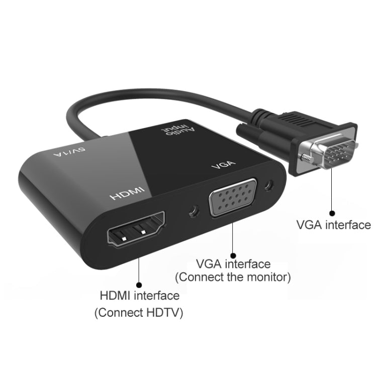 Onten 5138HV 1080P VGA to HDMI + VGA Adapter with Audio