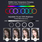 PULUZ 7.9 inch 20cm RGBW Light + Round Base Desktop Mount Dimmable LED Dual Color Temperature LED Curved Light Ring Vlogging Selfie Photography Video Lights with Phone Clamp, 7.9 inch + Round Mount