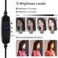 PULUZ 10.2 inch 26cm USB 3 Modes Dimmable Dual Color Temperature LED Curved  Ring Vlogging Selfie Photography Video Lights with Bluetooth Remote Shutter & Folding Desktop Holder & Phone Clamp(Black)
