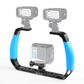 PULUZ Dual Silicone Handles Aluminium Alloy Underwater Diving Rig for GoPro, Other Action Cameras and  Smartphones (Blue)