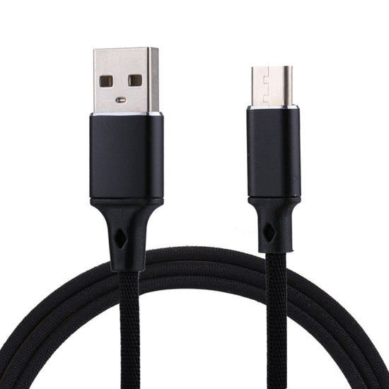 1m 2A Output USB to USB-C / Type-C Nylon Weave Style Data Sync Charging Cable, 2A Black, 2A Pink, 2A Grey, 2A Red, 2A White