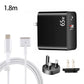 PD-65W USB-C / Type-C + QC3. 0 USB Laptop Charging Adapter + 1.8m USB-C / Type-C to MagSafe 2 / T Head Data Cable, UK Plug / US Plug(Black)