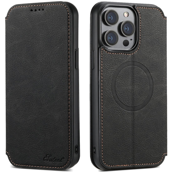 Suteni J06 Multifunctional Leather Magnetic Magsafe Phone Case, For iPhone 14 Pro Max
