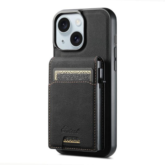 Suteni H19 Litchi Grain 2-in-1 MagSafe Removable Card Box Back Phone Case, For iPhone 15, For iPhone 14 Plus, For iPhone 14, For iPhone 14 Pro, For iPhone 14 Pro Max, For iPhone 13 Pro Max, For iPhone 13 Pro, For iPhone 13, For iPhone 12