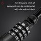 WEST BIKING YP0705063 Bicycle Lock Motorcycle Helmet Lock Anti-Theft Password Cable Lock, WEST BIKING YP0705063