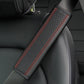 Fiber Leather Embossed Car Seat Belt Shoulder Cover Protector 6.5X23cm(Black Red)