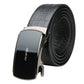 Bopai 13-121211 Crocodile Grain Automatic Buckle Soft and Durable Cowhide Belt(Black)