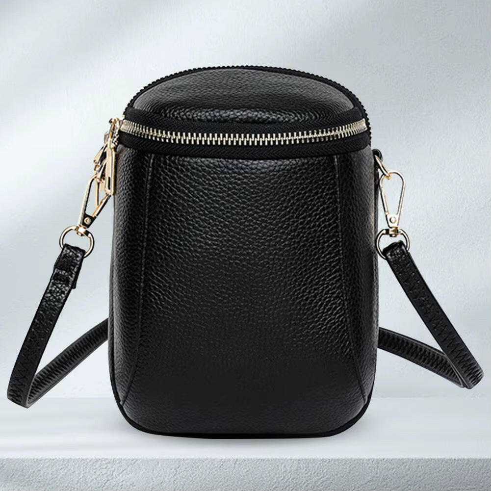 Genuine Leather Satchel Wallet Purse Lightweight Small Coin Pouch Adjustable Strap Solid Color Women Outdoor Dating Bag.