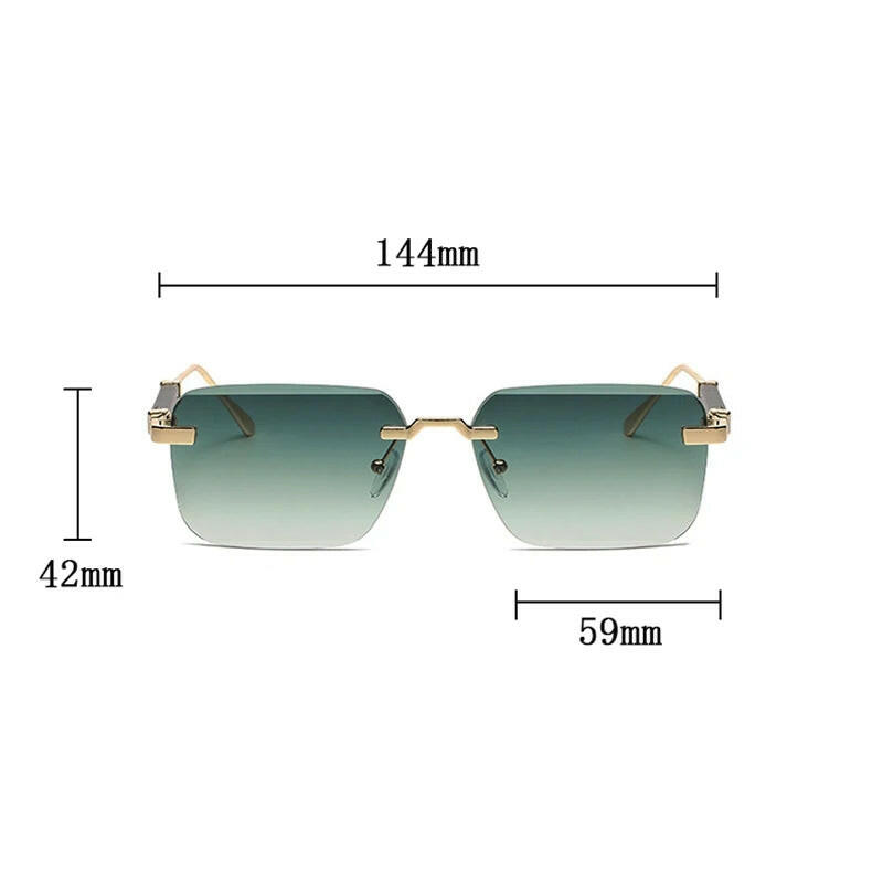 New 2024 Rimless Sunglasses Women Trendy Luxury Vintage Square Sunglasses for Men Fashion Glasses Lunette Soleil Femme Zonnebril.