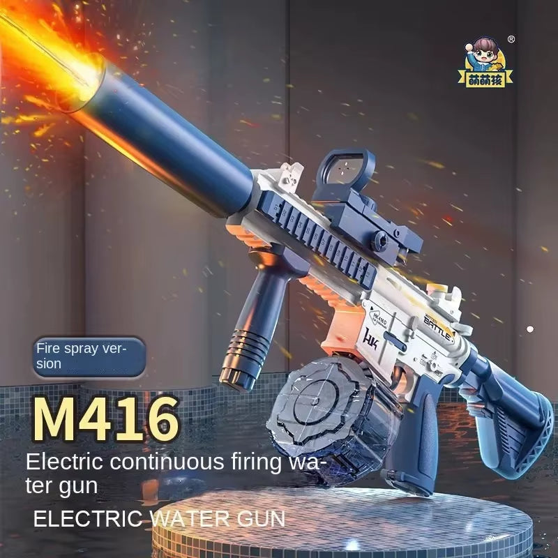 Electric Water Gun M416 Pistol Shooting Lighting Toy Gun Full Automatic Summer Pool Beach Toy for Kids Children Boys Girls Adult