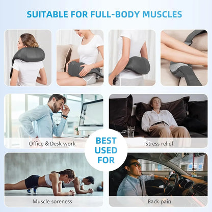 Shiatsu Back Shoulder and Neck Massager, Electric Full Body Massage to Legs Muscles Tissue Deep Kneading Heating Pillow Massage.