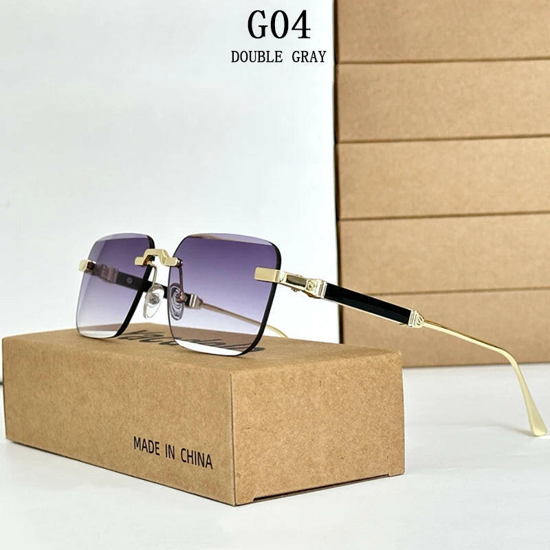 New 2024 Rimless Sunglasses Women Trendy Luxury Vintage Square Sunglasses for Men Fashion Glasses Lunette Soleil Femme Zonnebril.