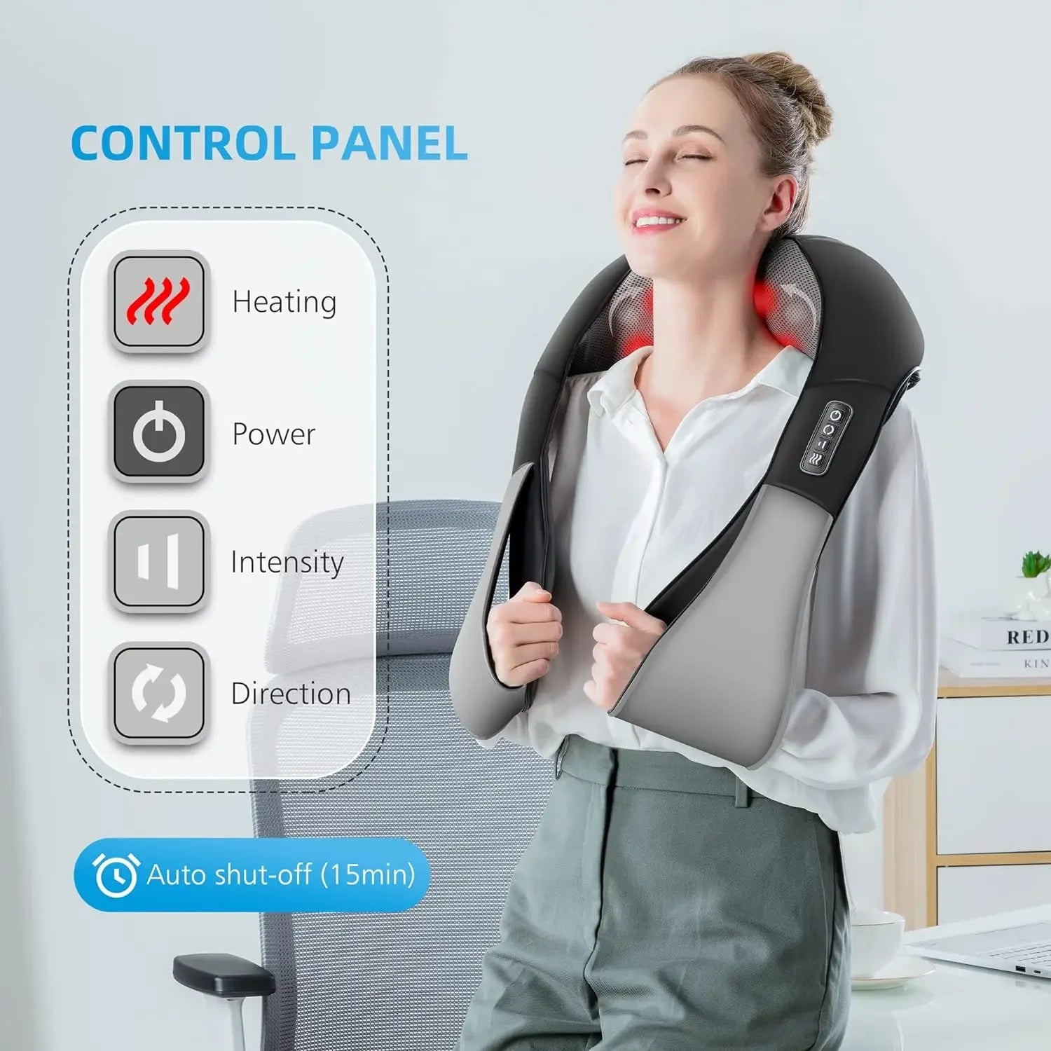 Shiatsu Back Shoulder and Neck Massager, Electric Full Body Massage to Legs Muscles Tissue Deep Kneading Heating Pillow Massage.