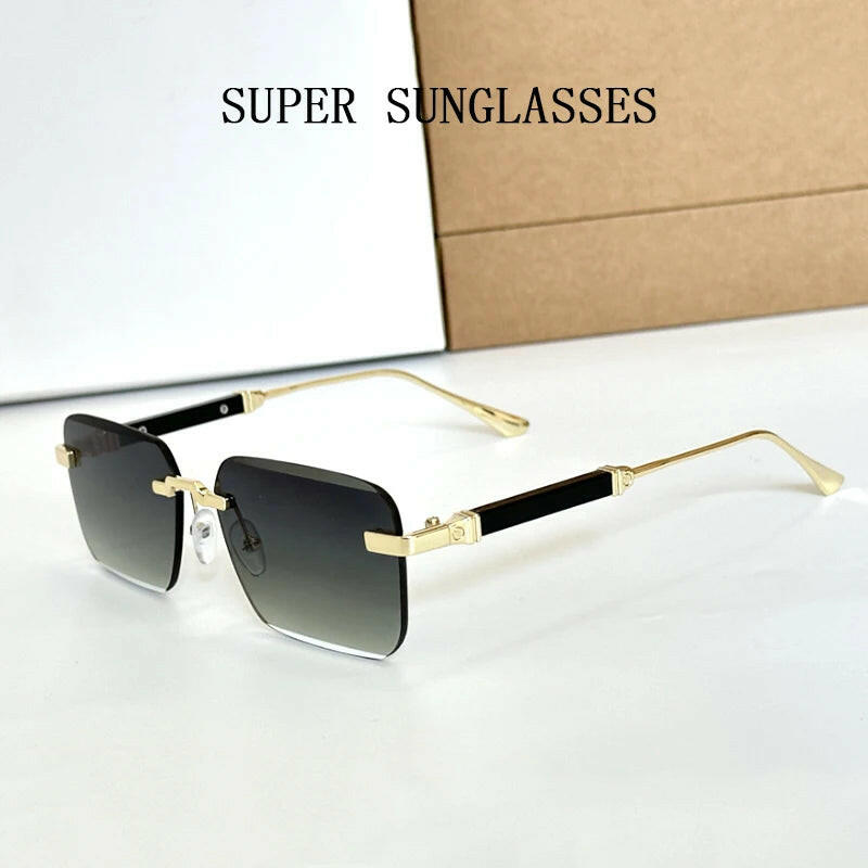 New 2024 Rimless Sunglasses Women Trendy Luxury Vintage Square Sunglasses for Men Fashion Glasses Lunette Soleil Femme Zonnebril.