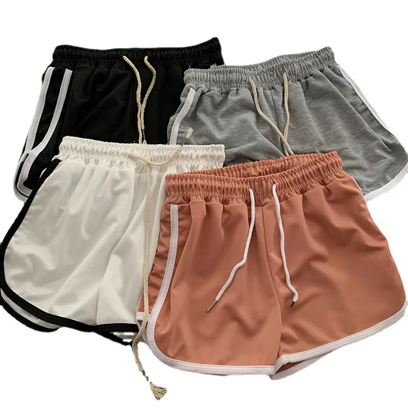 Women Yoga Shorts Summer Outer Wear Mid-Waist Casual Loose Straight Pants Lady Stylish Thin Breathable Wide Leg Gym Short Pants.