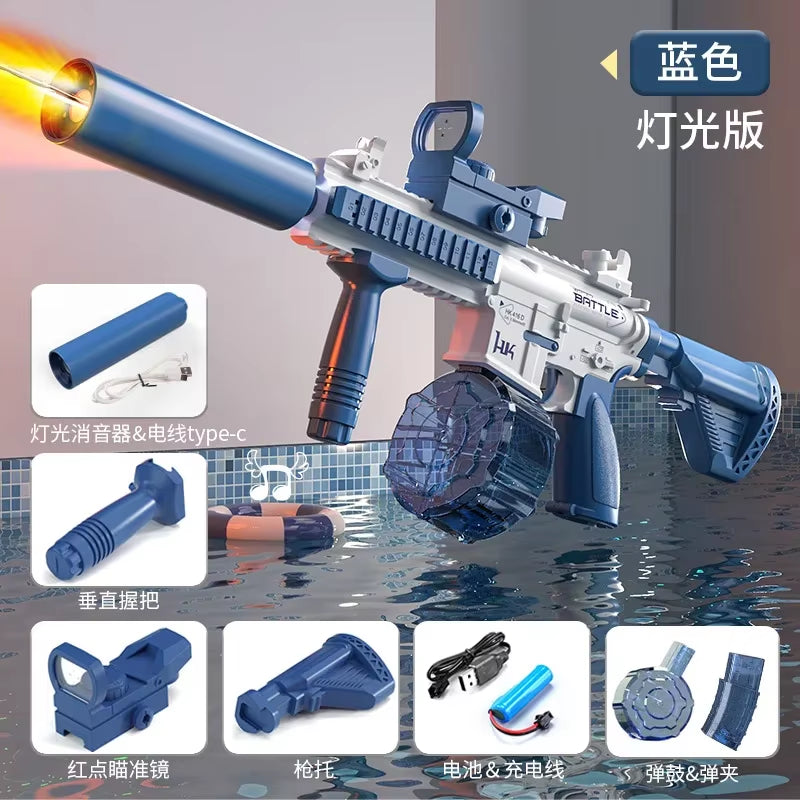 Electric Water Gun M416 Pistol Shooting Lighting Toy Gun Full Automatic Summer Pool Beach Toy for Kids Children Boys Girls Adult