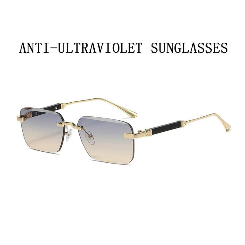 New 2024 Rimless Sunglasses Women Trendy Luxury Vintage Square Sunglasses for Men Fashion Glasses Lunette Soleil Femme Zonnebril.