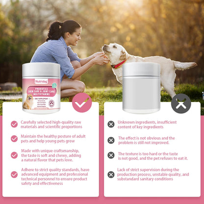 Multivitamin Chews for Dogs with Probiotics Glucosamine&Digestive Enzymes Supports Joint Health Immune System&Gut.