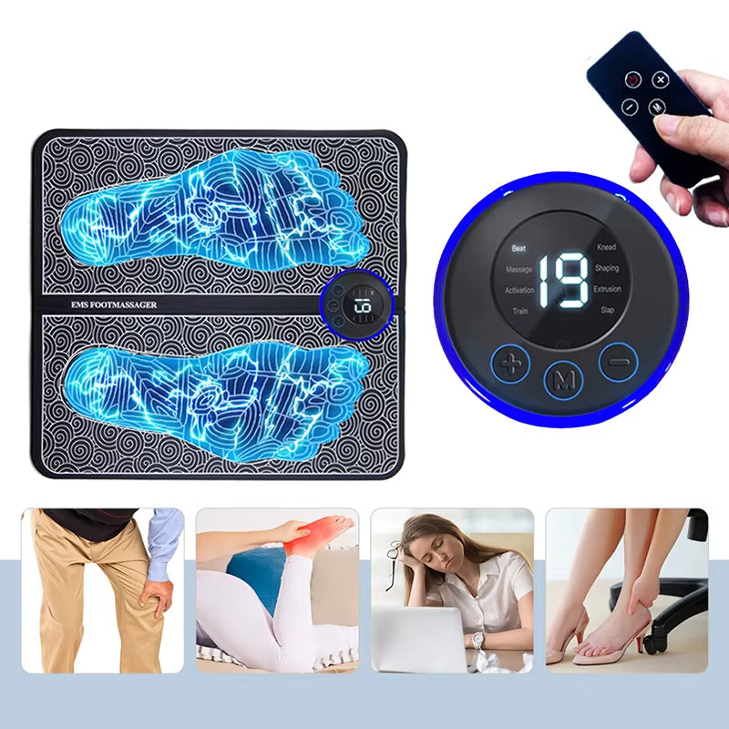 EMS Remote Foot Massager Rechargeable Massage Mat Foot Relaxation Pads Ele Ctric Foot Massage Tool to Relieve Sore Feet Fitness.