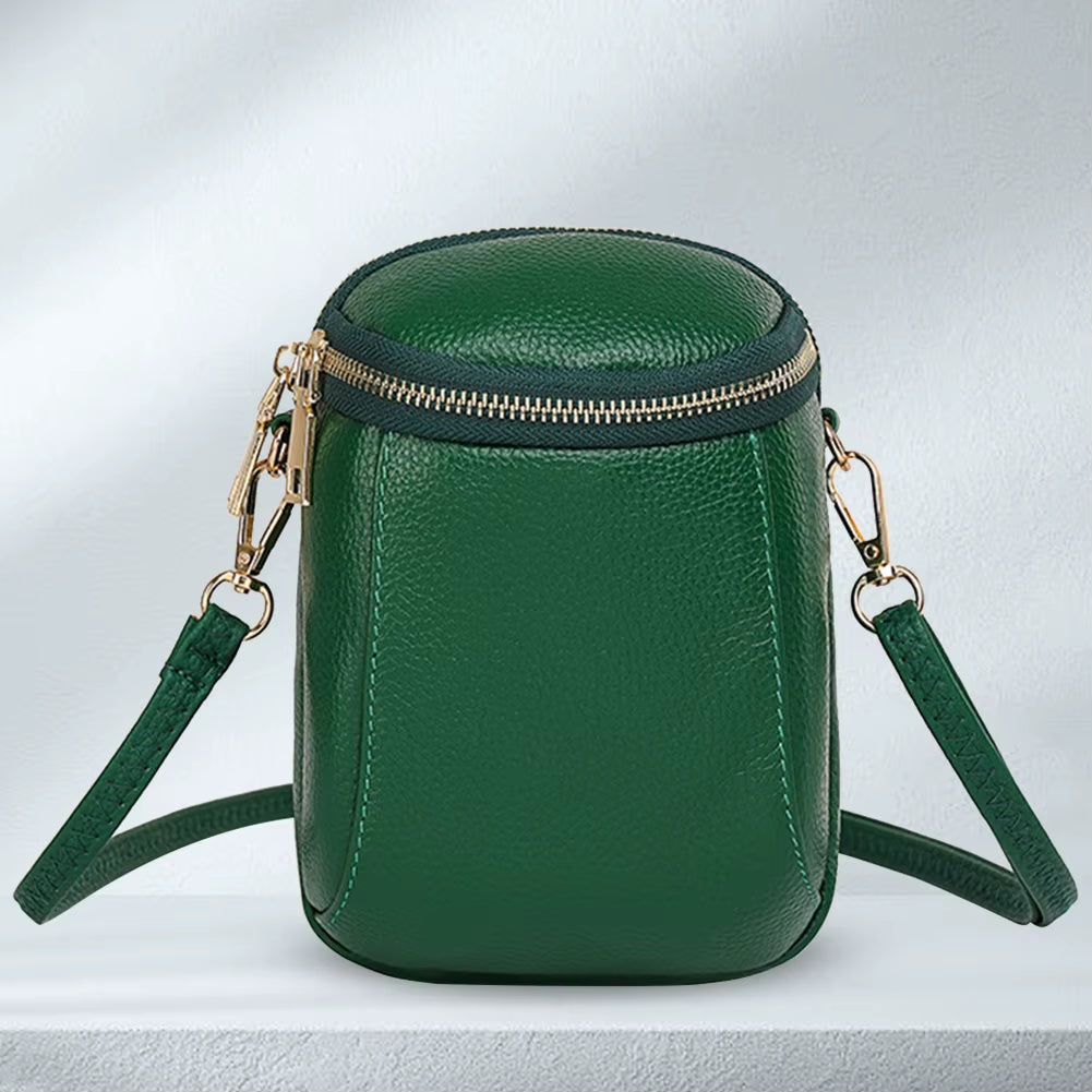 Genuine Leather Satchel Wallet Purse Lightweight Small Coin Pouch Adjustable Strap Solid Color Women Outdoor Dating Bag.