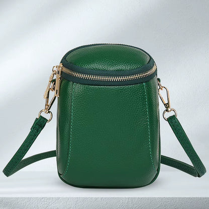 Genuine Leather Satchel Wallet Purse Lightweight Small Coin Pouch Adjustable Strap Solid Color Women Outdoor Dating Bag.