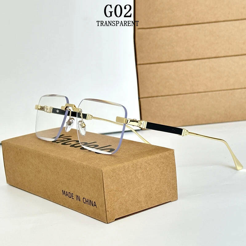 New 2024 Rimless Sunglasses Women Trendy Luxury Vintage Square Sunglasses for Men Fashion Glasses Lunette Soleil Femme Zonnebril.