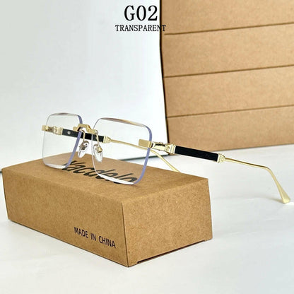 New 2024 Rimless Sunglasses Women Trendy Luxury Vintage Square Sunglasses for Men Fashion Glasses Lunette Soleil Femme Zonnebril.