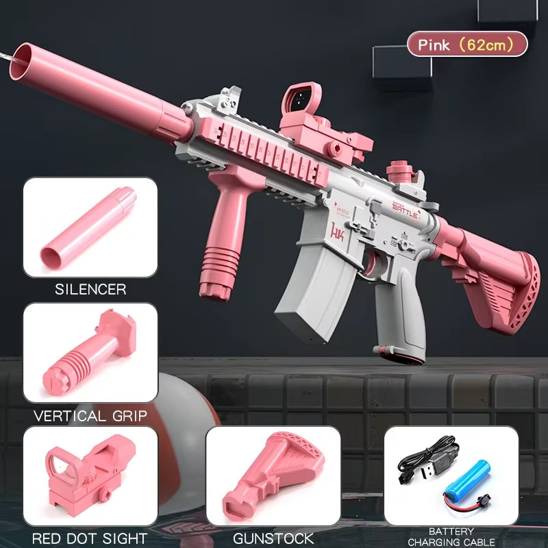 Electric Water Gun M416 Pistol Shooting Lighting Toy Gun Full Automatic Summer Pool Beach Toy for Kids Children Boys Girls Adult